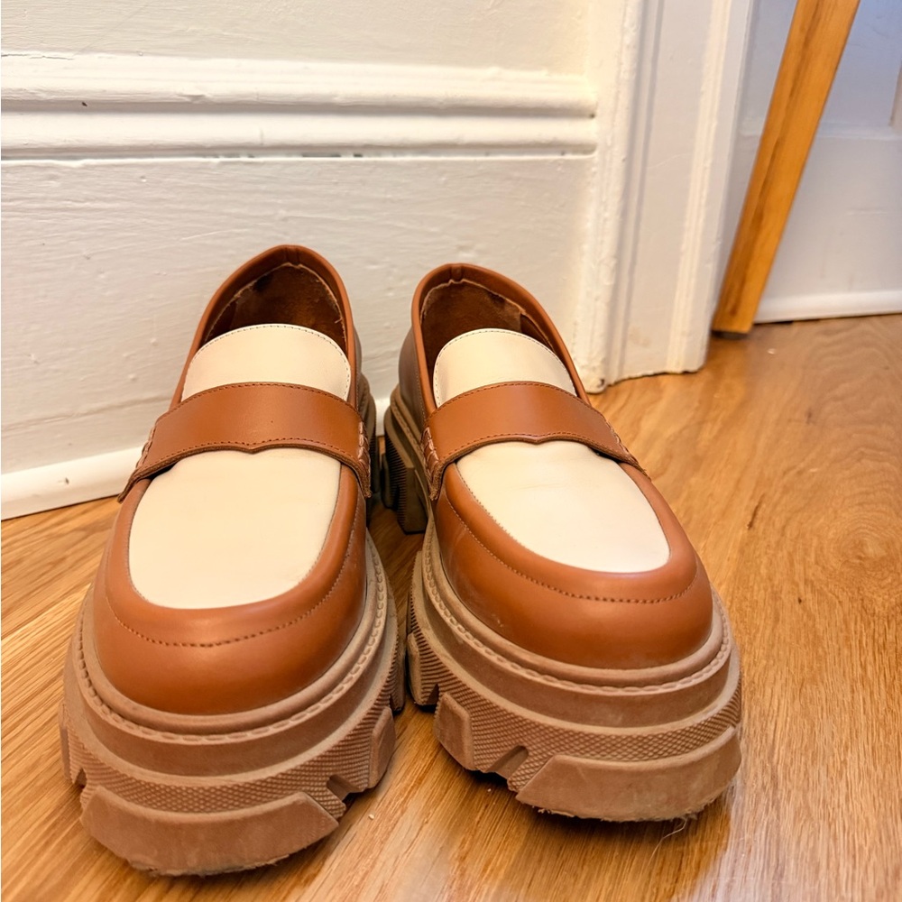 ALOHAS Chunky Brown and Cream Platform Loafers - Picture 5 of 7